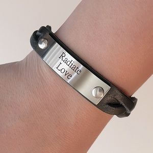 Plunder - Black Braided Faux Leather Engraved Bracelet